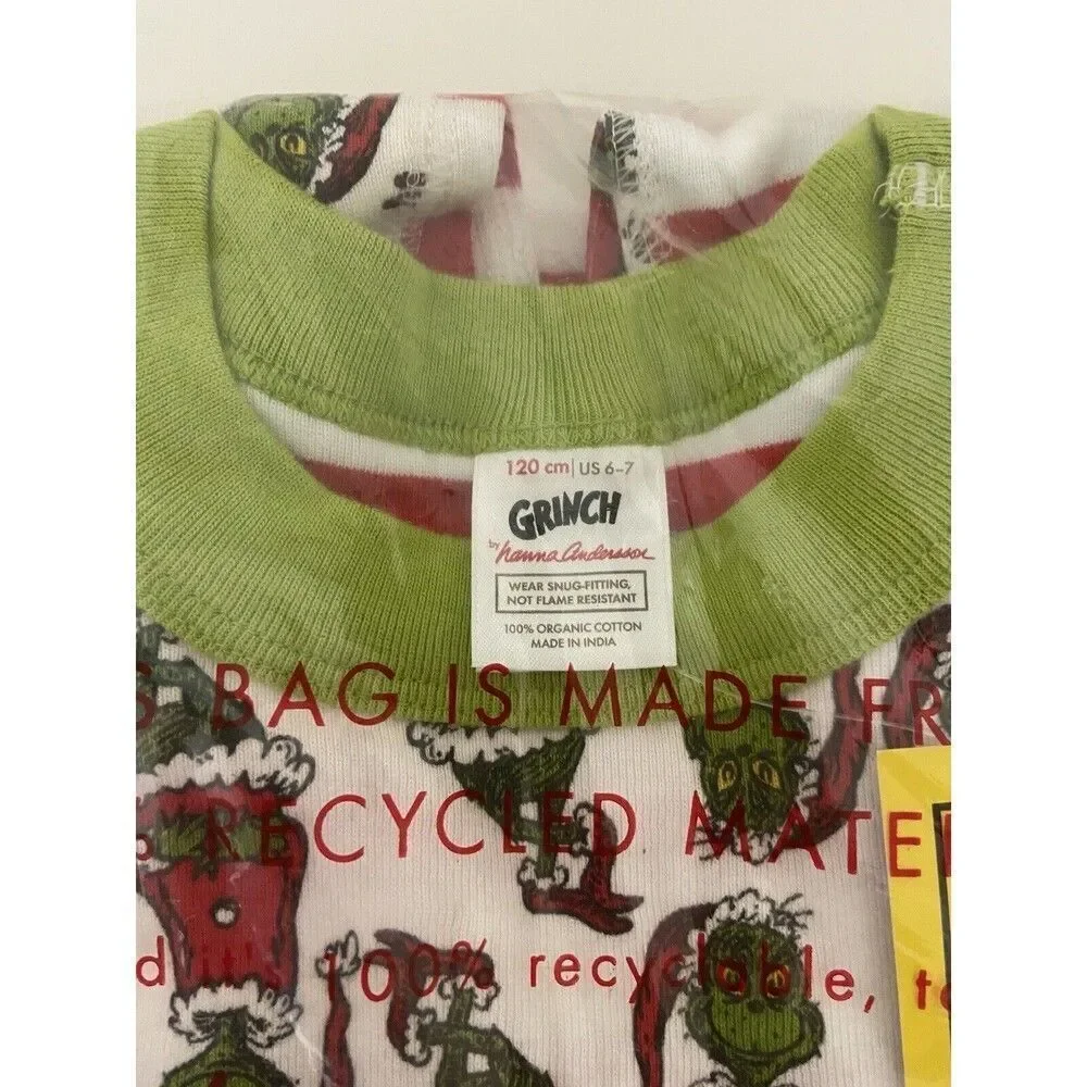 Hanna Andersson Grinch Mix It Up Dr. Seuss Long John Pajamas Size 120 US 6-7 NWT